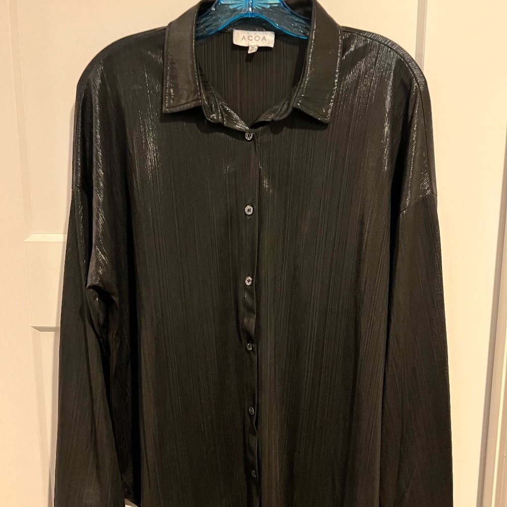 The Buckle button down Shimmer Black Sheer Top